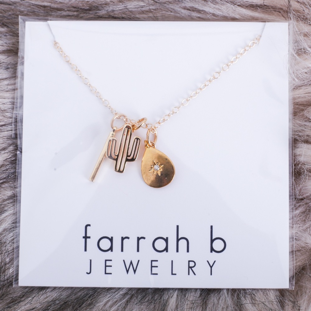 Farrah B Personalized Cactus Charm Necklace